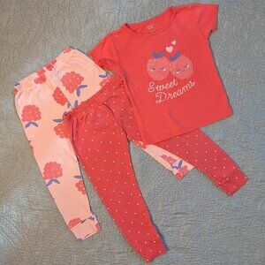 Carter Raspberry Pajamas Toddler Size 3T